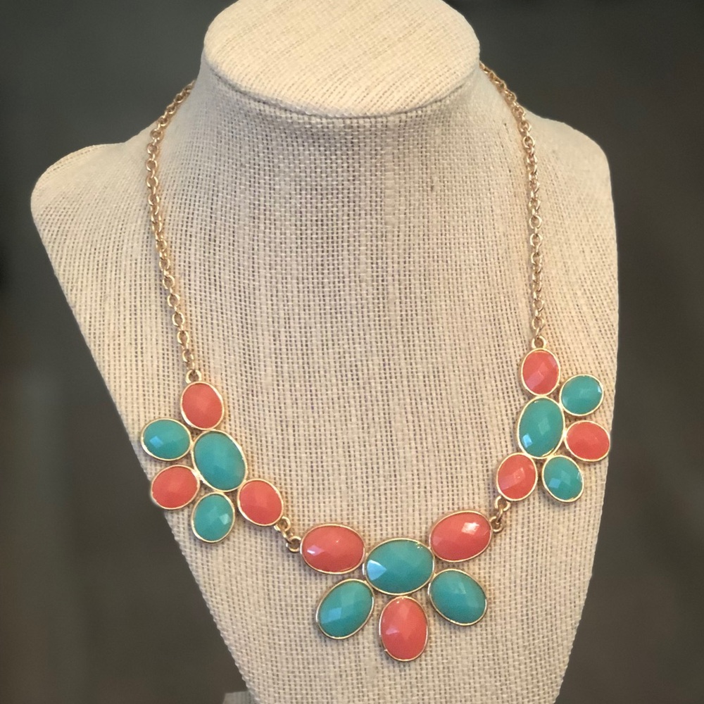 Beautiful aqua and coral necklace